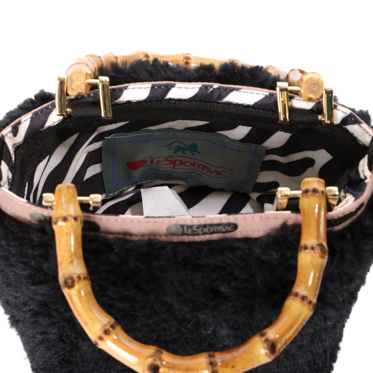 레스포색(LESPORTSAC) 섀도우 블랙 퍼 엑스트라 스몰 뱀부 토트백 [1063.HB88]