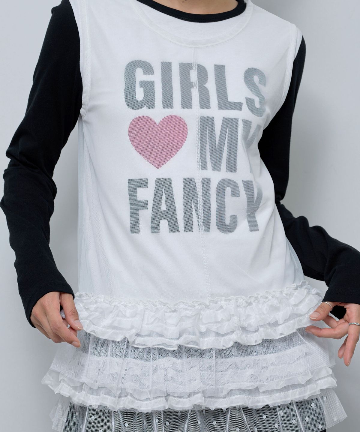 팬시클럽(FANCY CLUB) [SET] 걸스 마이 팬시 롱슬리브 &도트 레이어드 원피스_F24ZB068xZD880