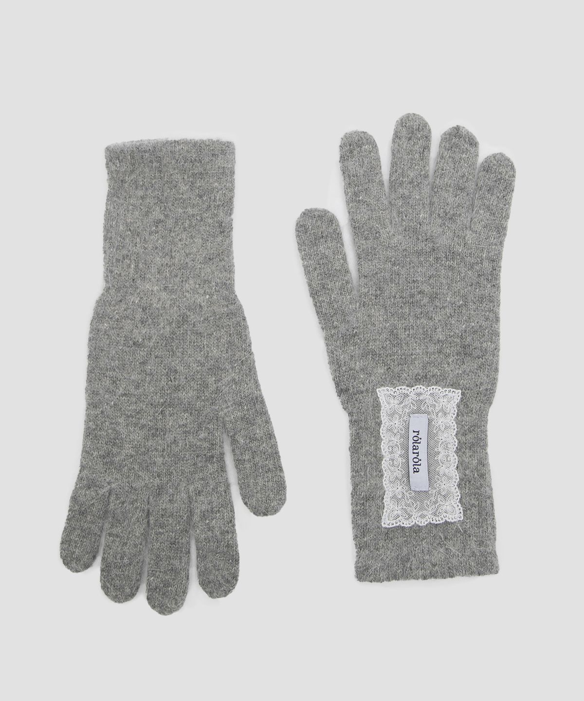 로라로라(ROLAROLA) LACE LABEL ANGORA GLOVES CHARCOAL