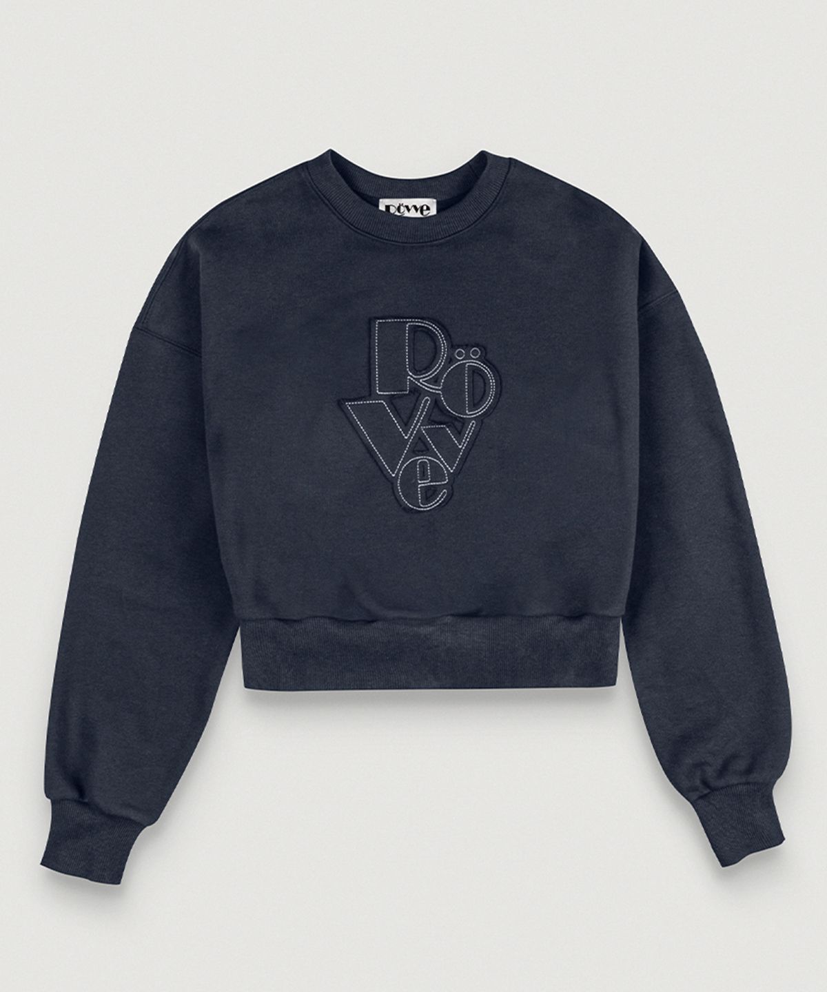 뢰브(ROVVE) Crop Cut Off Sweat Shirt (Deep Navy)