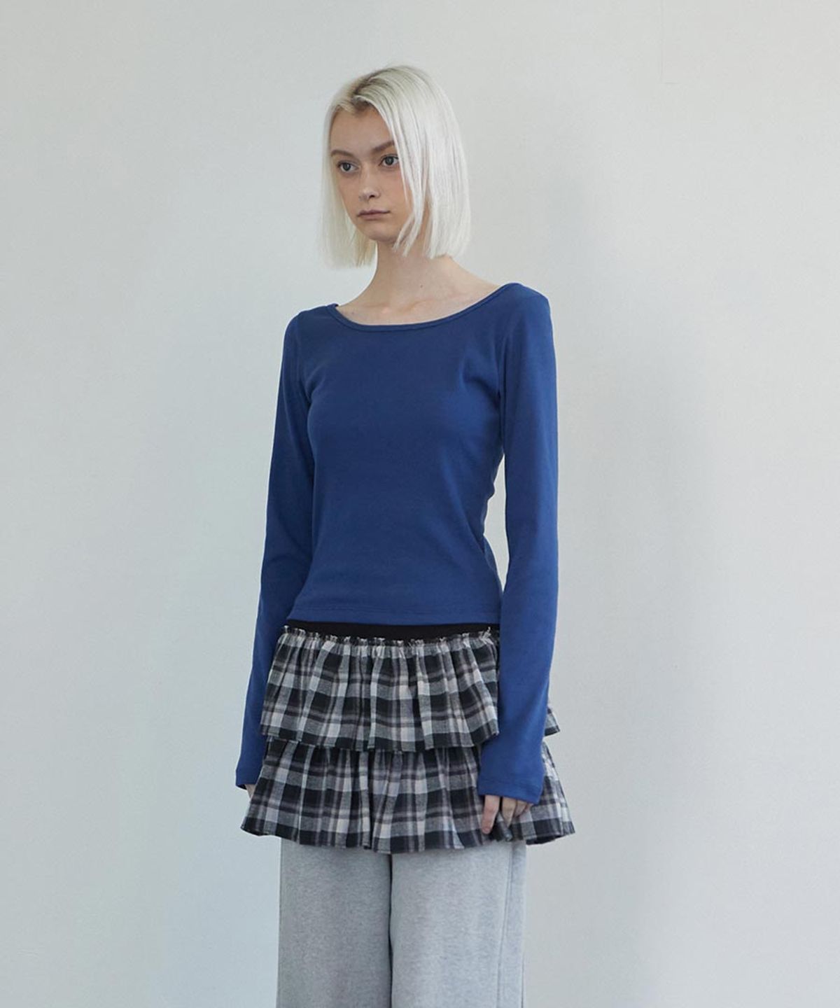 렌세(RENSE) Back Point Boat Neck Sleeve Navy