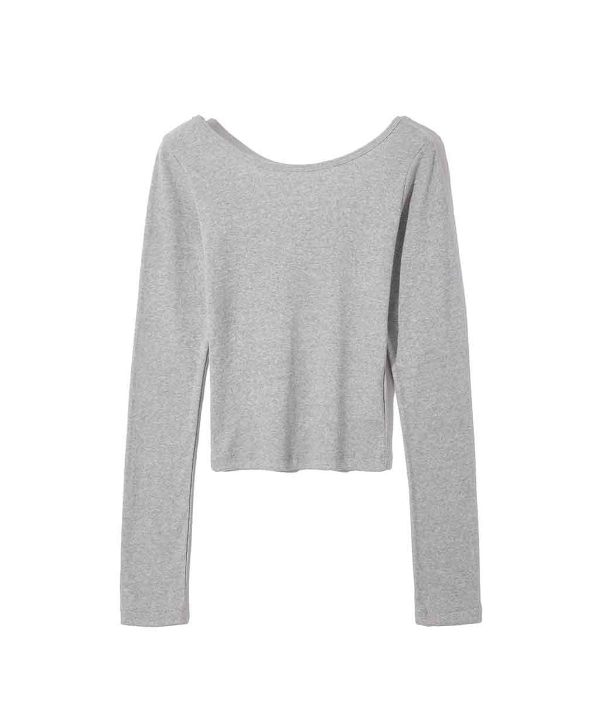 렌세(RENSE) Back Point Boat Neck Sleeve Melange Gray