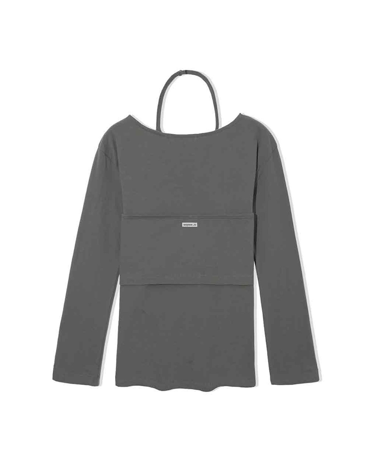 렌세(RENSE) Halter Sleeveless Set T-shirt Charcoal