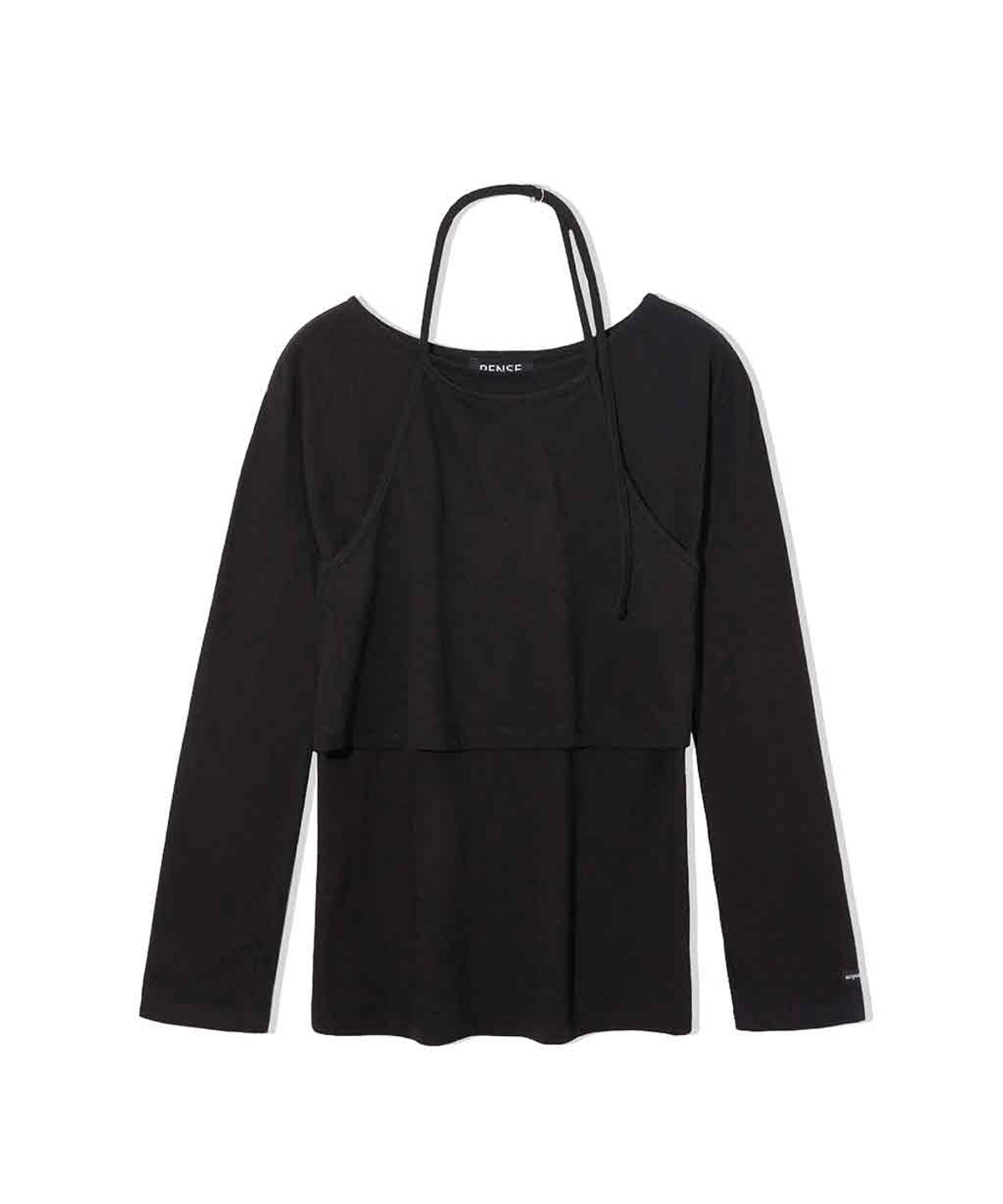 렌세(RENSE) Halter Sleeveless Set T-shirt Black