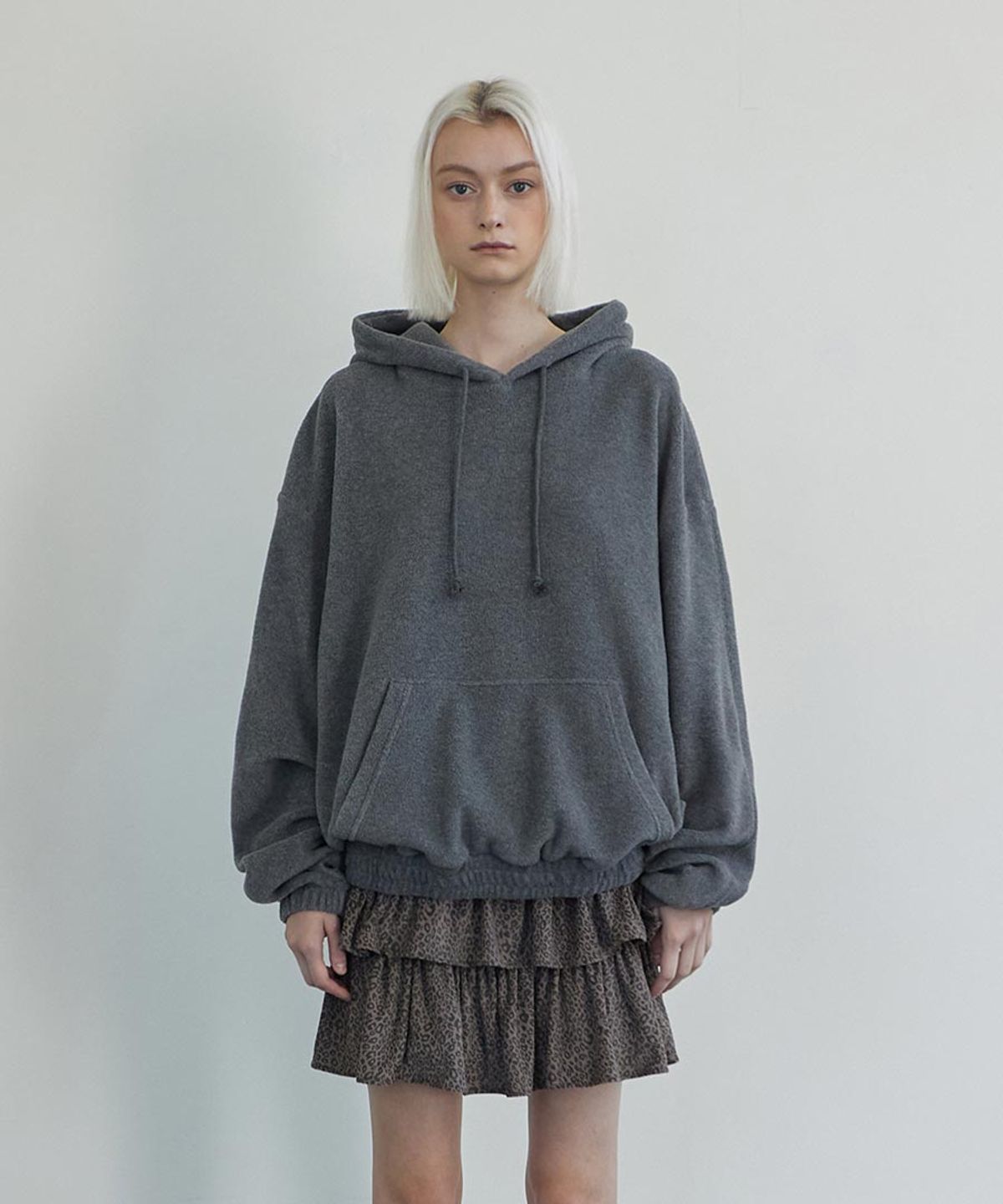 렌세(RENSE) Melange Fleece Pullover Hoodie Charcoal