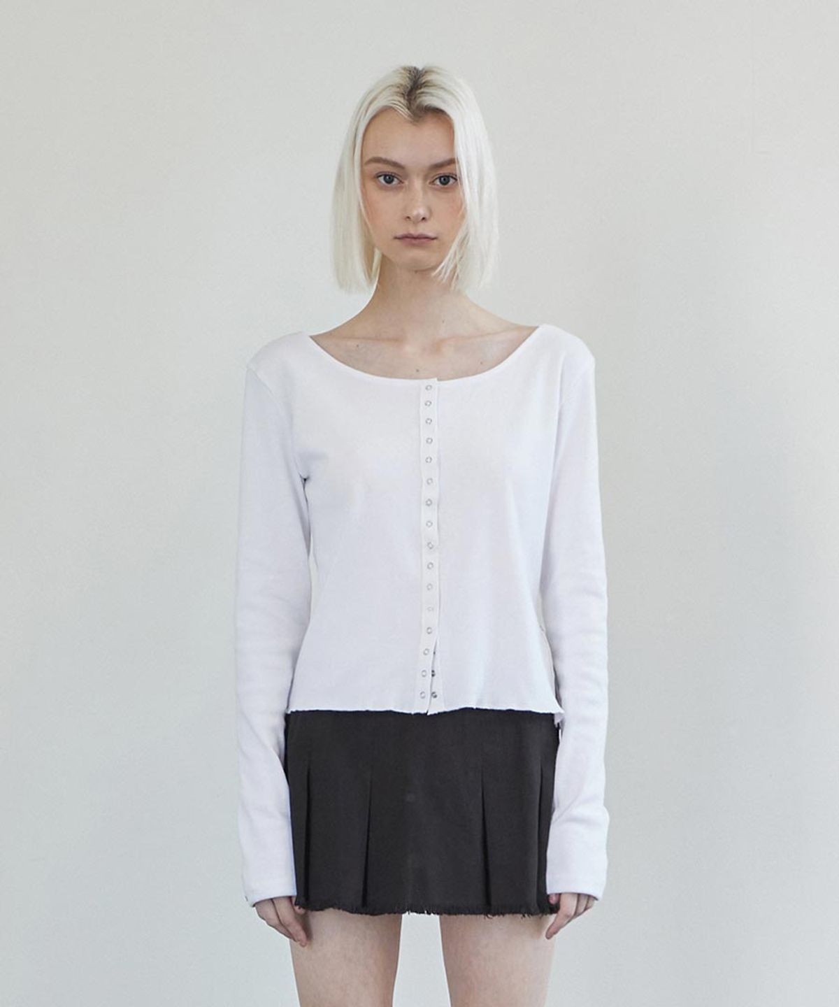 렌세(RENSE) Line Snap Long Sleeve White
