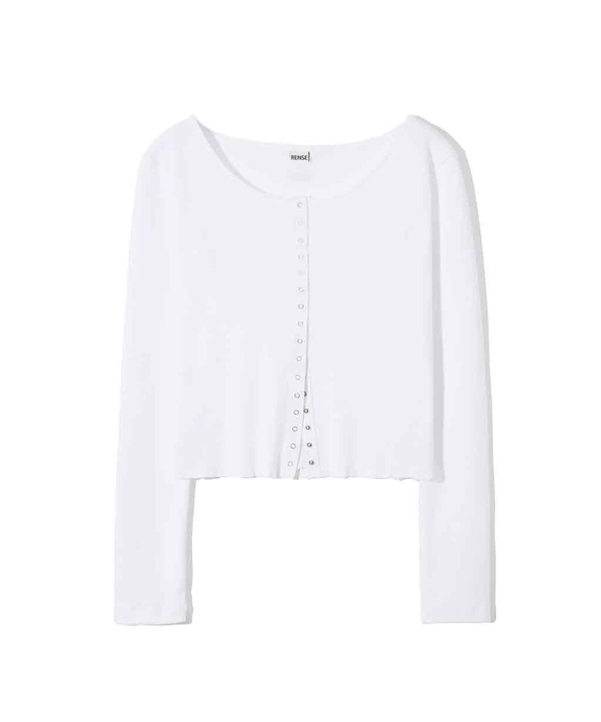 렌세(RENSE) Line Snap Long Sleeve White
