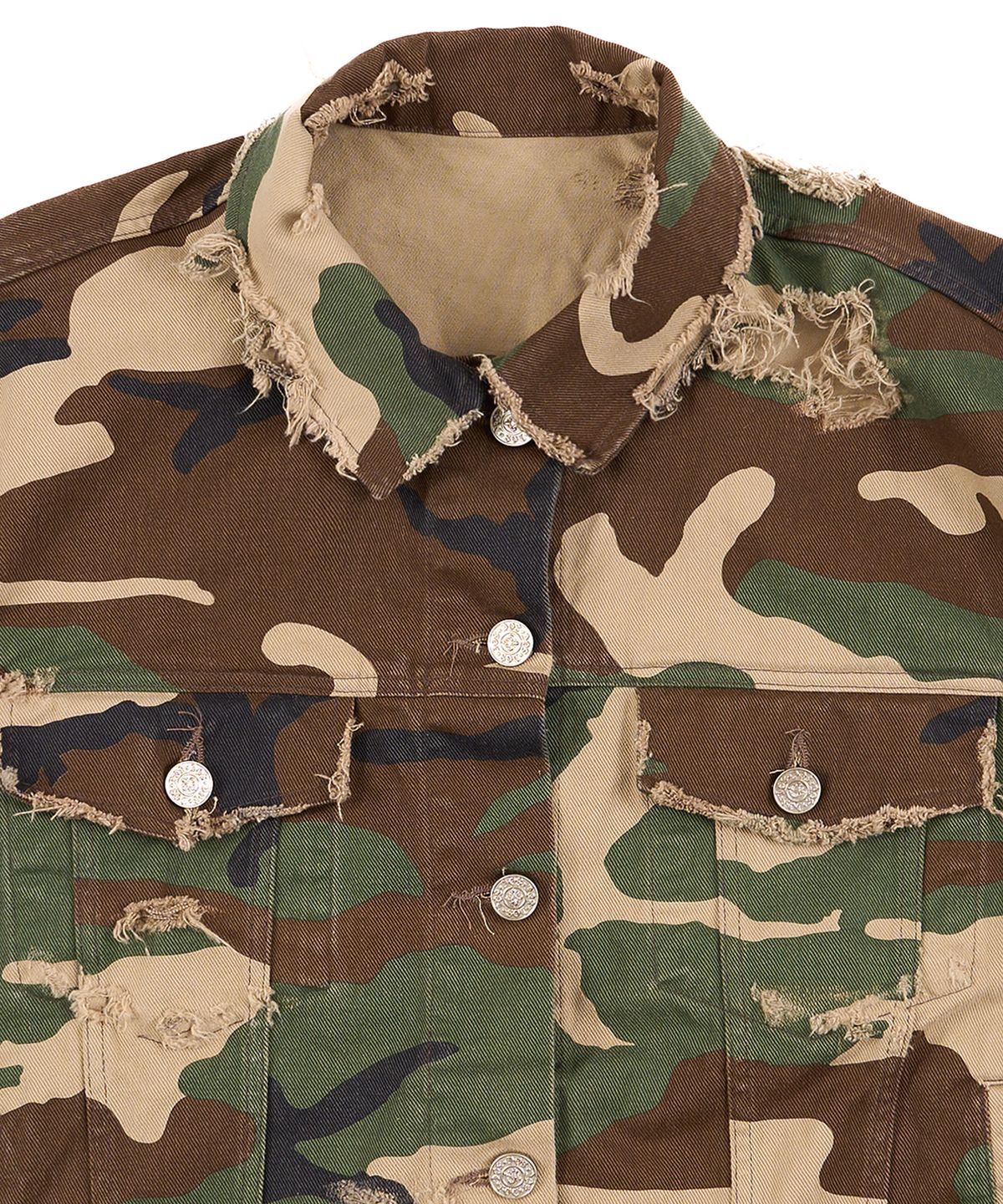 선데이오프클럽(SUNDAYOFFCLUB) Camoflage Hand Distressed Jacket - Woodland