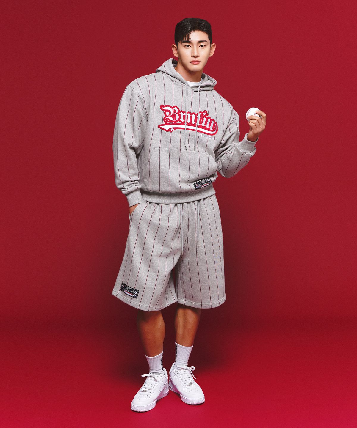 본투윈(BORN TO WIN) BORNTOWIN X KT WIZ HALF PANTS [MELANGE GREY]