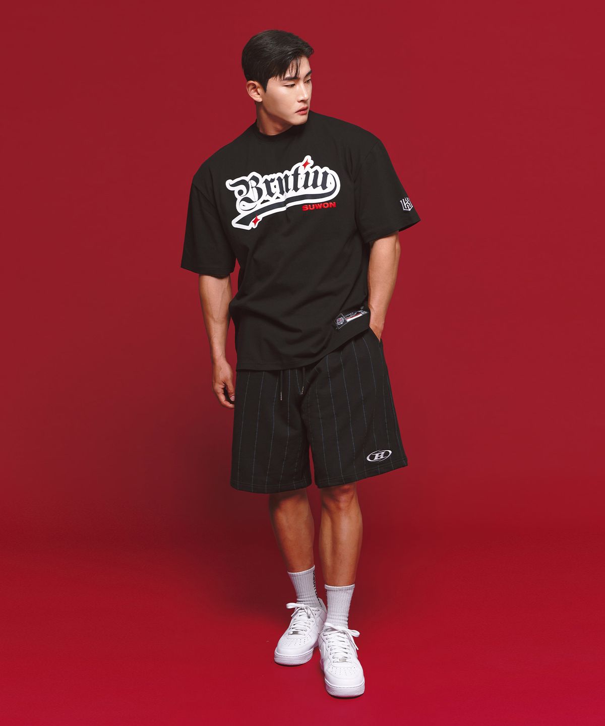 본투윈(BORN TO WIN) BORNTOWIN X KT WIZ HALF PANTS [BLACK]