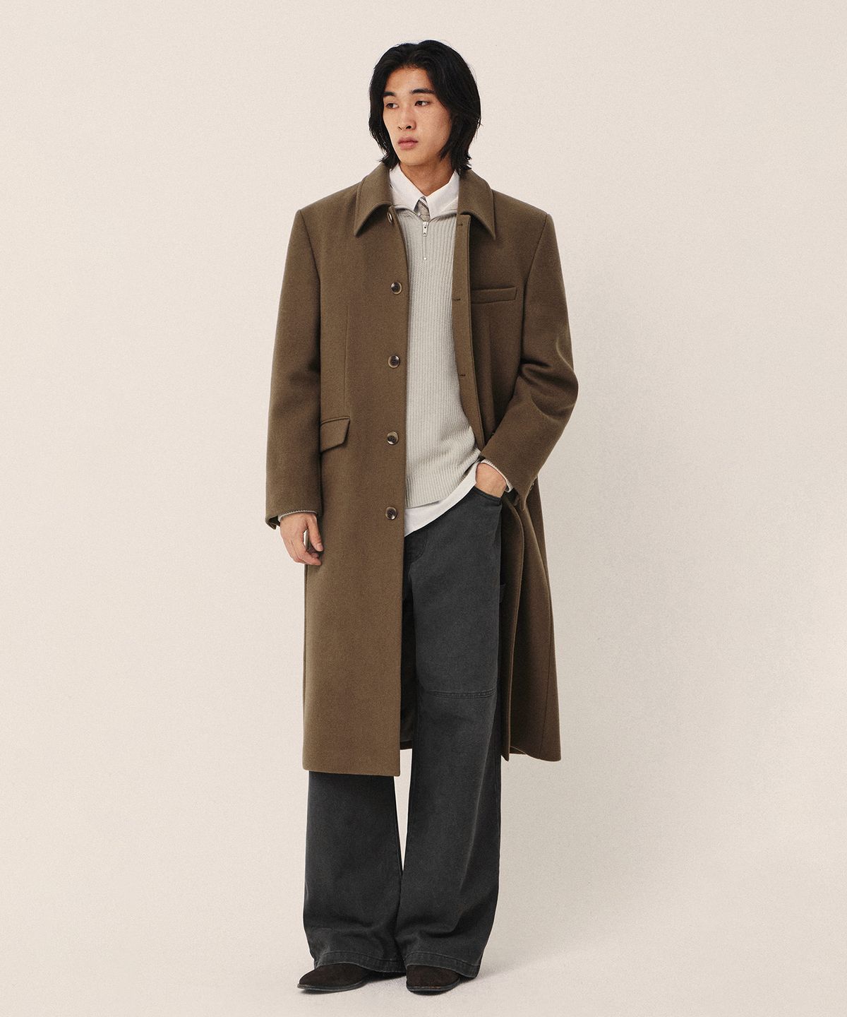 키뮤어(KIIMUIR) [WOOL 80] 울리치 대디핏 맥코트_샌드