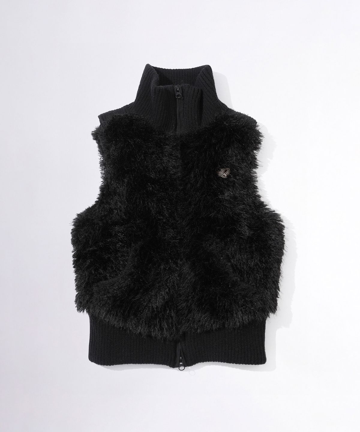 스컬프터(SCULPTOR) Faux Fur Zip-Up Vest Black
