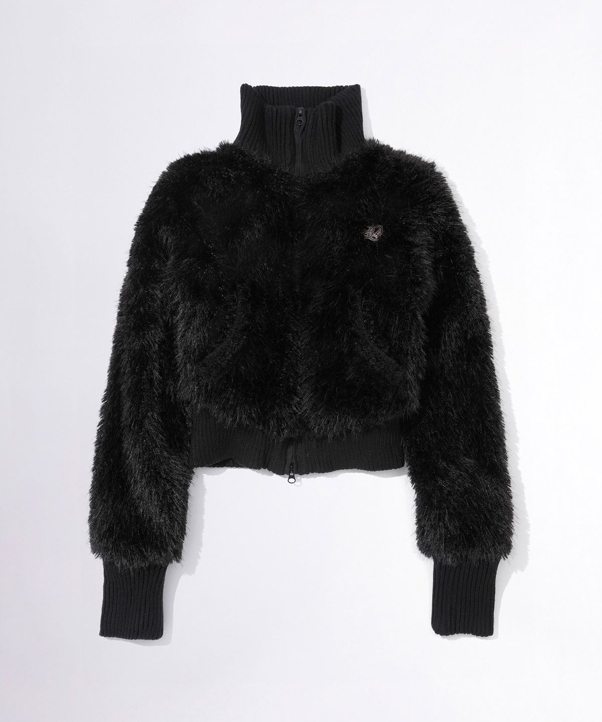 스컬프터(SCULPTOR) Faux Fur Zip-Up Jacket Black
