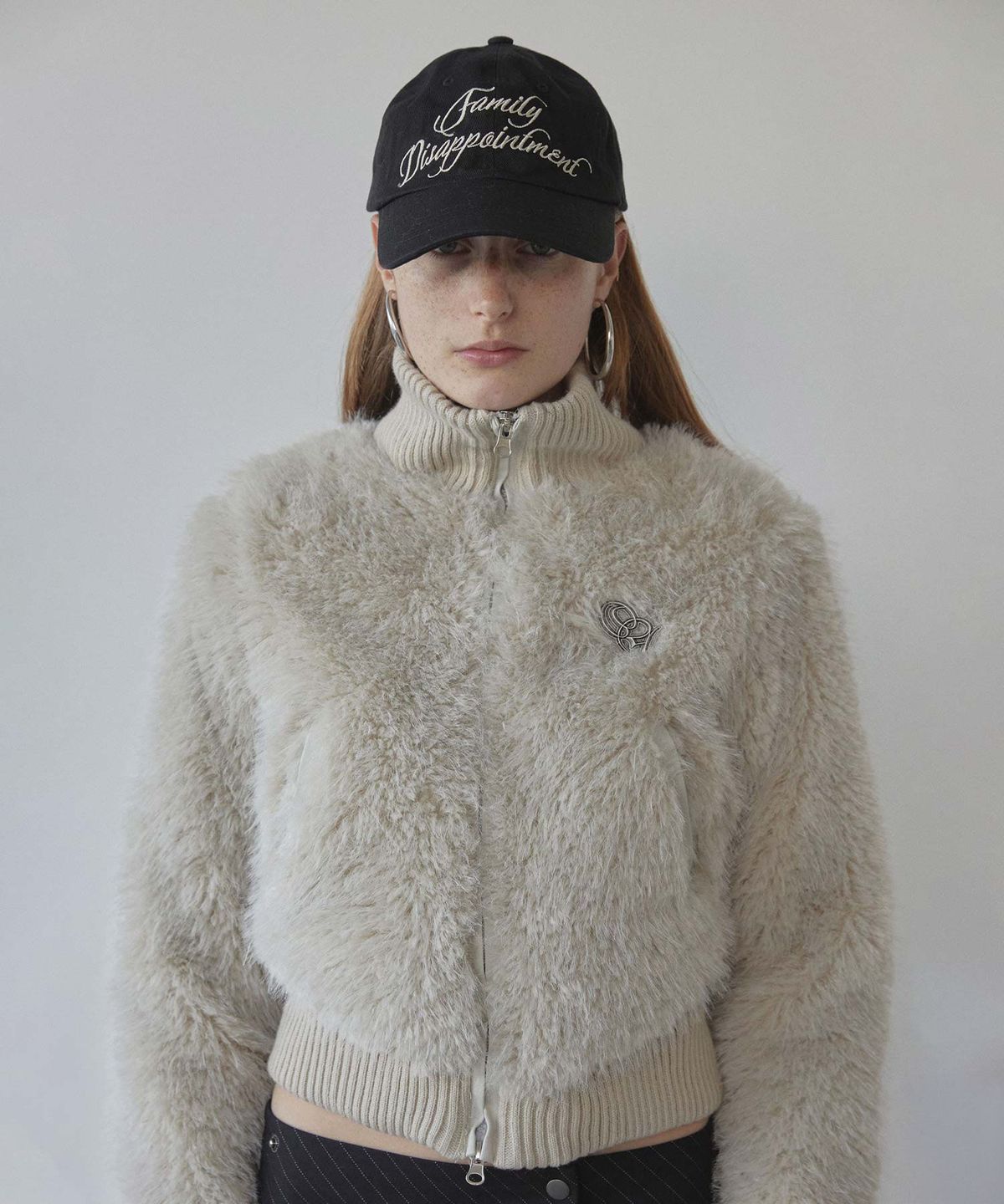 스컬프터(SCULPTOR) Faux Fur Zip-Up Jacket Pale Gray