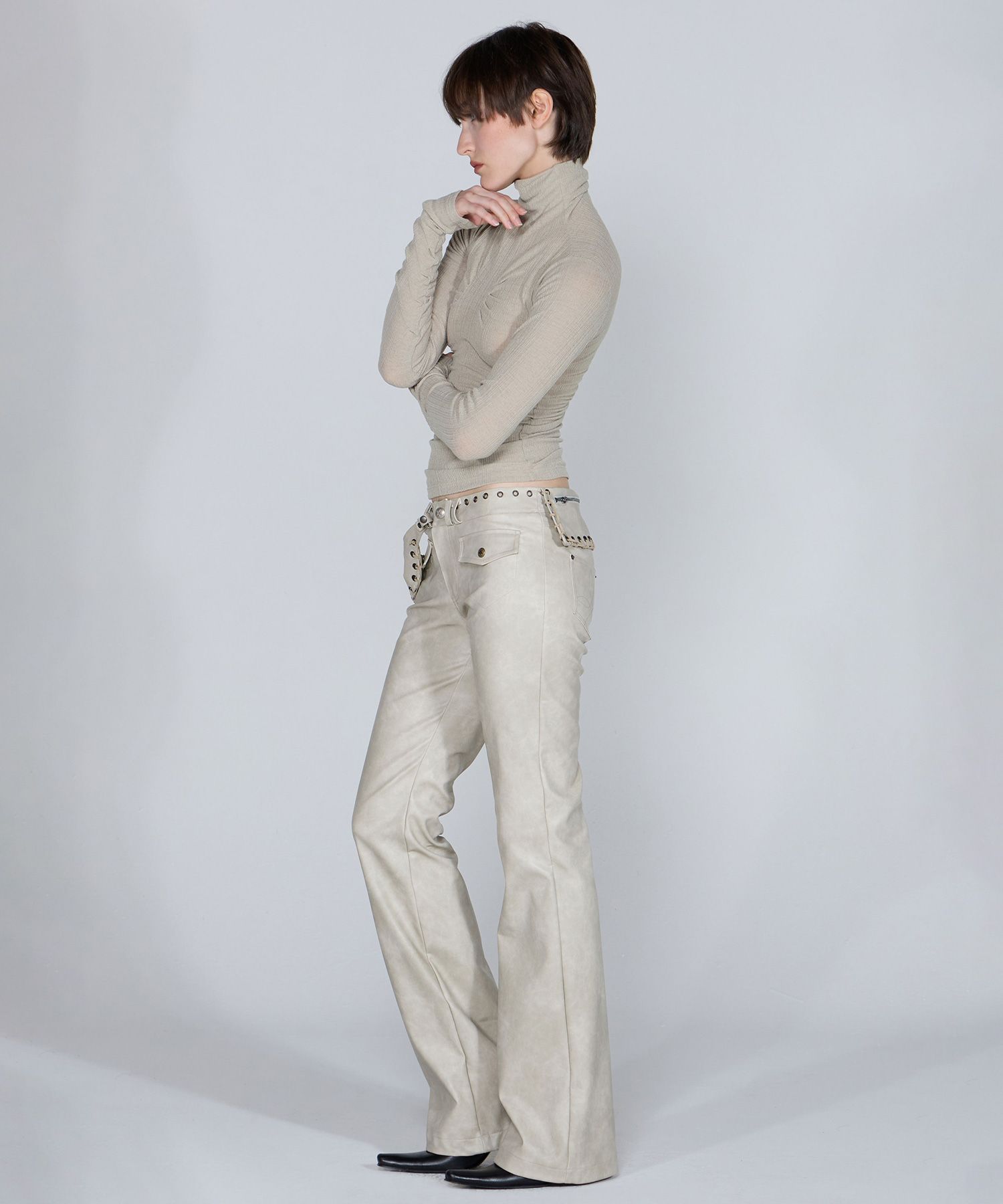 MUSINSA | SCULPTOR Western Fanny Pack Pants Ivory