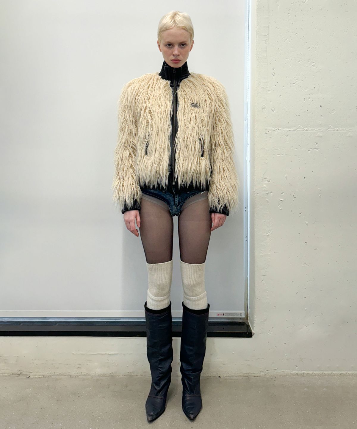 스컬프터(SCULPTOR) Faux Mongolian Shearling Jacket Raw