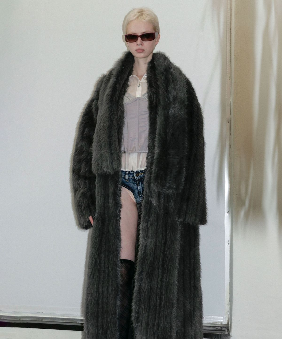 스컬프터(SCULPTOR) Reversible Faux Mouton Coat Moss
