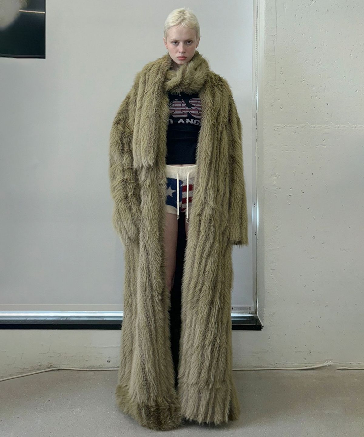 스컬프터(SCULPTOR) Reversible Faux Mouton Coat Olive