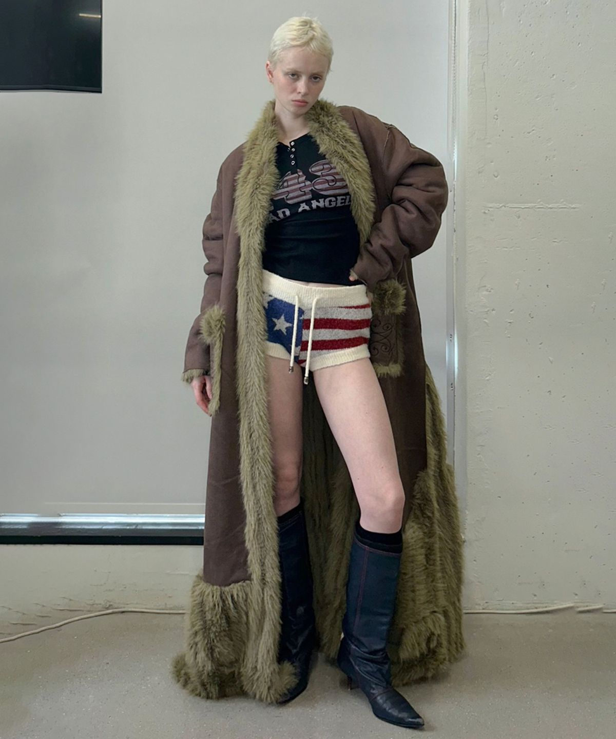 스컬프터(SCULPTOR) Reversible Faux Mouton Coat Olive