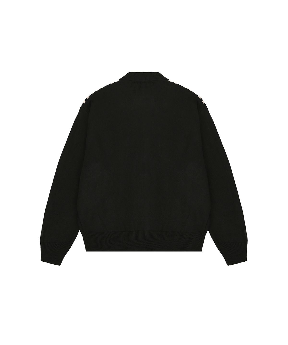 오픈야드(오와이)(OPENYARD(OY)) VERTICAL STRIPE KNIT ZIP UP - BLACK