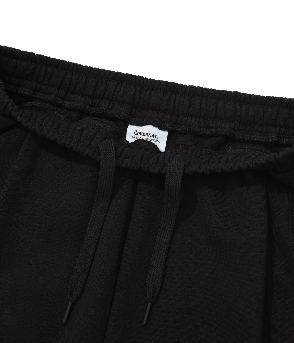커버낫(COVERNAT) 원턱 세미와이드핏 기모 스웻 팬츠 블랙