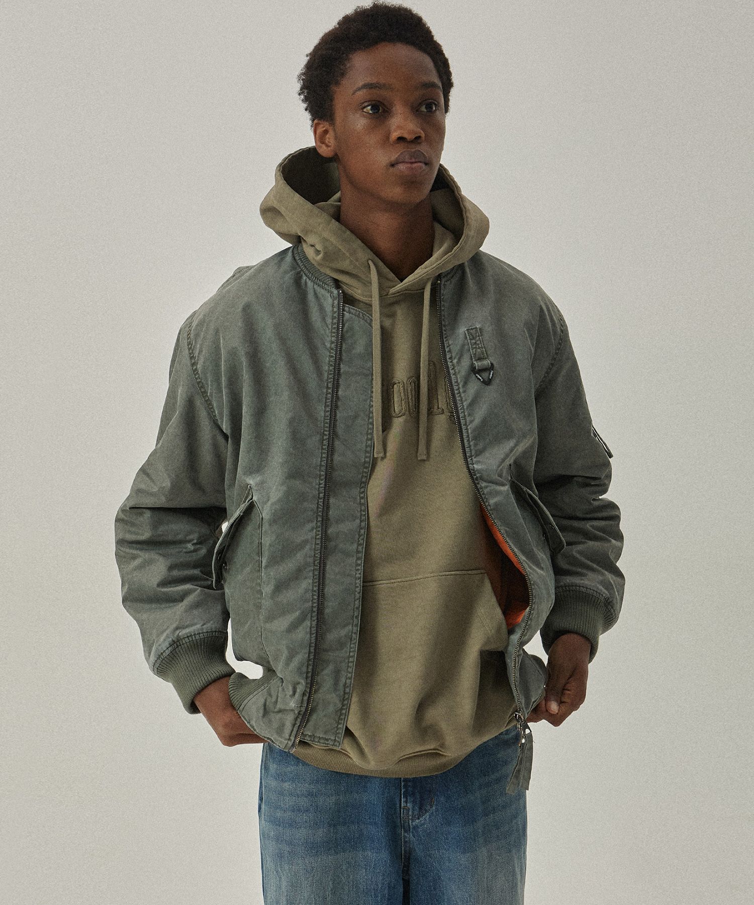 MAGOODGAN ♥ Bomber 5602 Pigment Padding Jumper/追跡付 MUSINSA | MAGOODGAN Bomber 5602 Pigment Padding Silver Grey