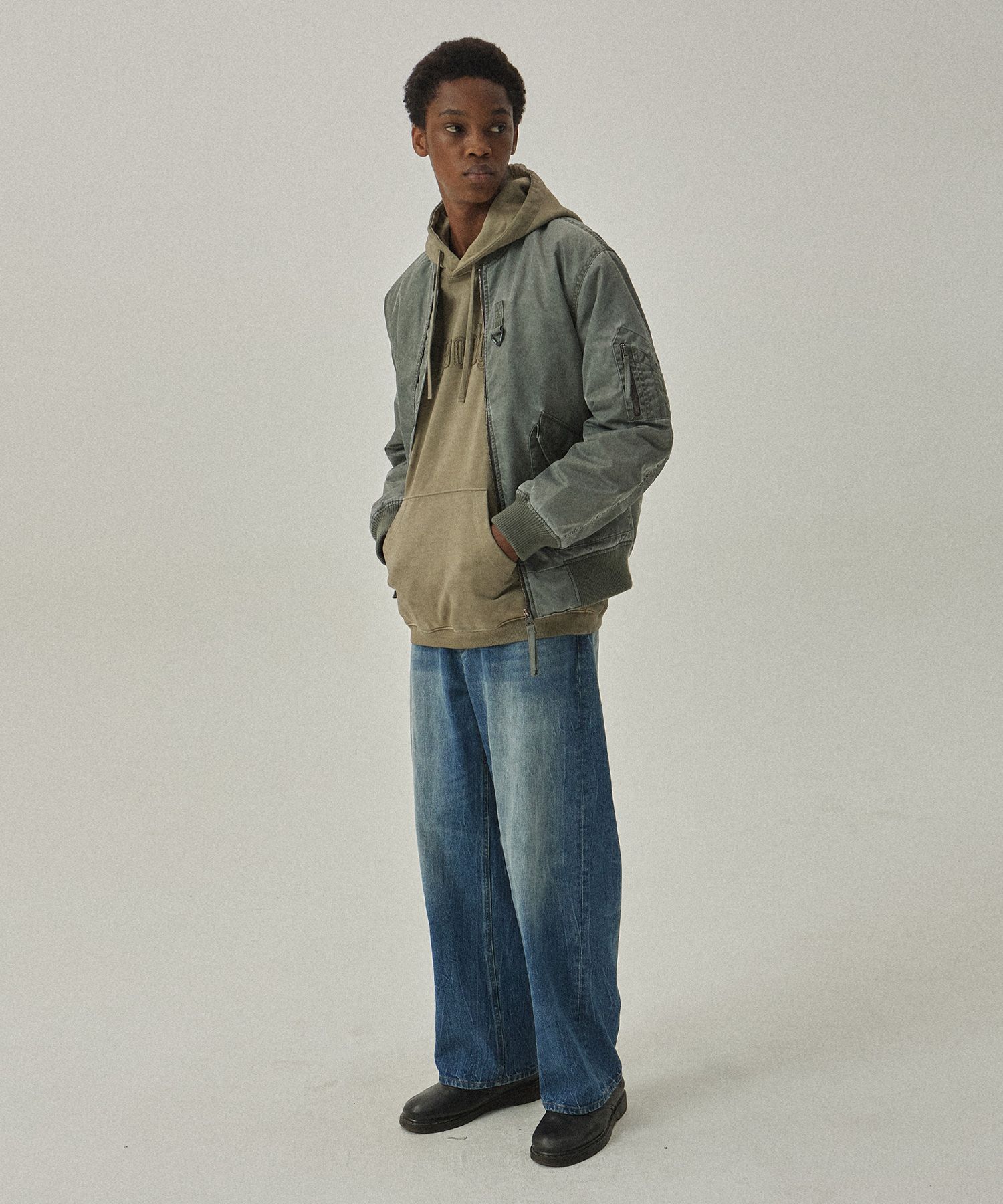 MAGOODGAN ♥ Bomber 5602 Pigment Padding Jumper/追跡付 MUSINSA | MAGOODGAN Bomber 5602 Pigment Padding Silver Grey