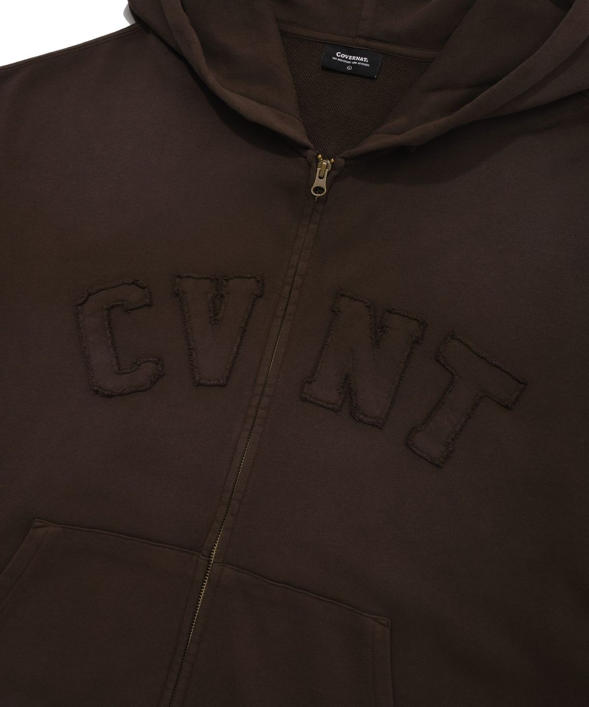 커버낫(COVERNAT) CVNT 다잉 오버핏 후디 집업 브라운