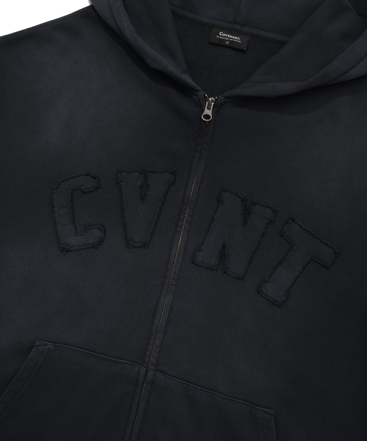 커버낫(COVERNAT) CVNT 다잉 오버핏 후디 집업 네이비