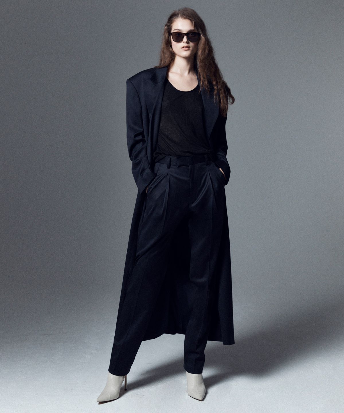 언티지(UNTAGE) 더블 브레스트 울 롱 코트[Navy(UNISEX)]_UTH-FB72