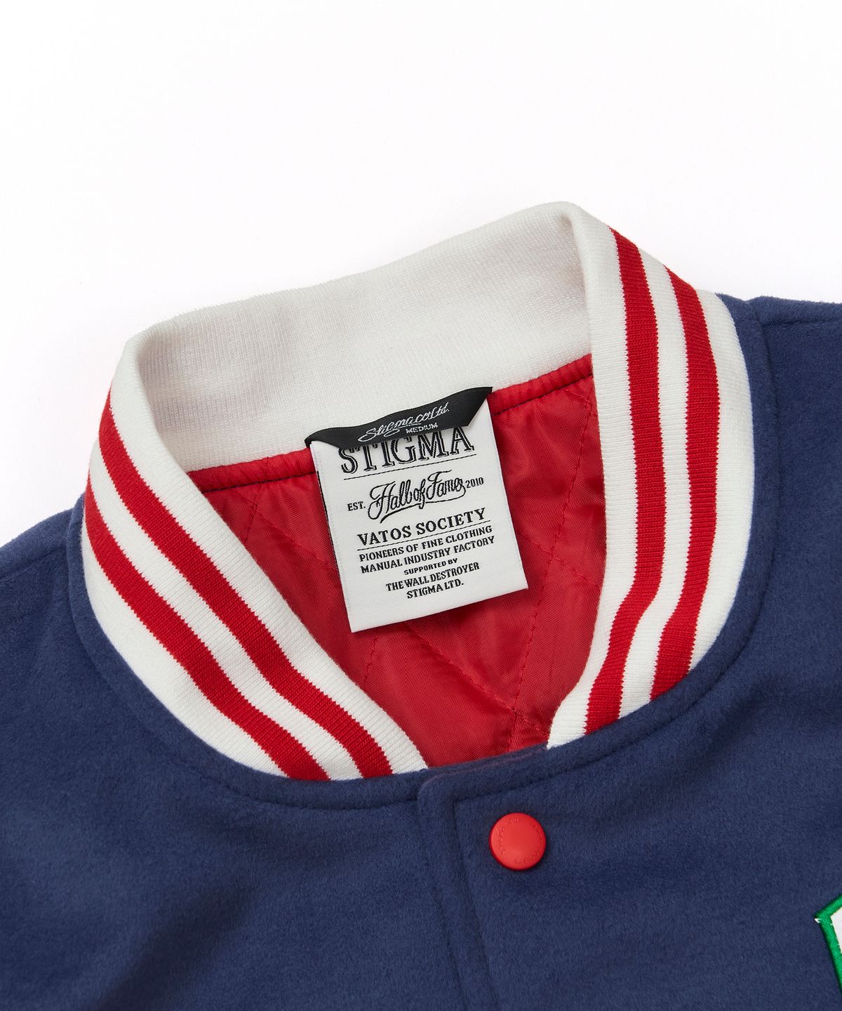 스티그마(STIGMA) Classic Oversized Varsity Jacket Navy