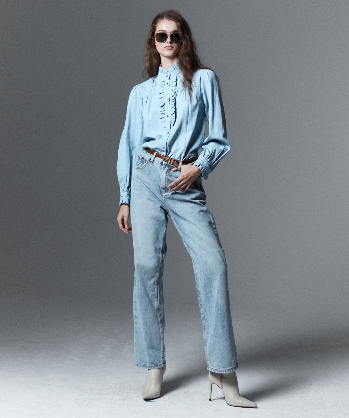 언티지(UNTAGE) 와이드 데님 팬츠[Light Blue(UNISEX)]_UTD-FP01