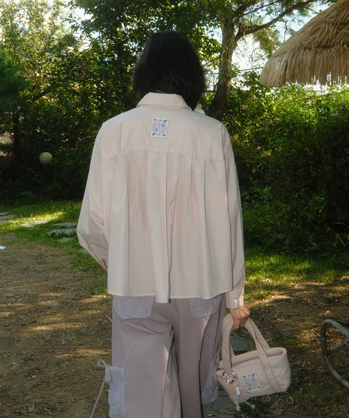 시월107(SIWL107) Stripe Pleats Shirt (Pastel Pink)