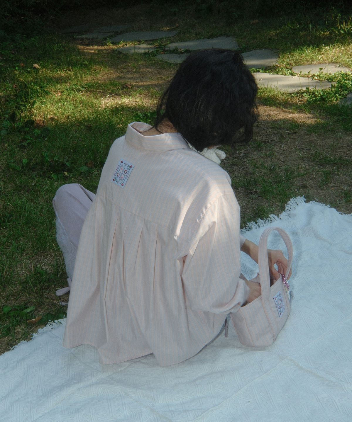 시월107(SIWL107) Stripe Pleats Shirt (Pastel Pink)