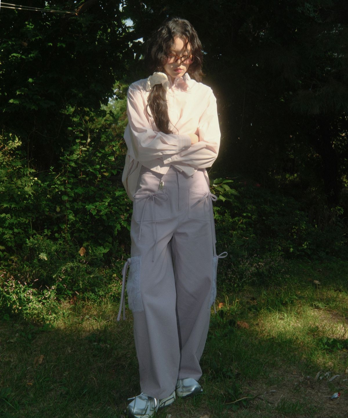 시월107(SIWL107) Stripe Pleats Shirt (Pastel Pink)