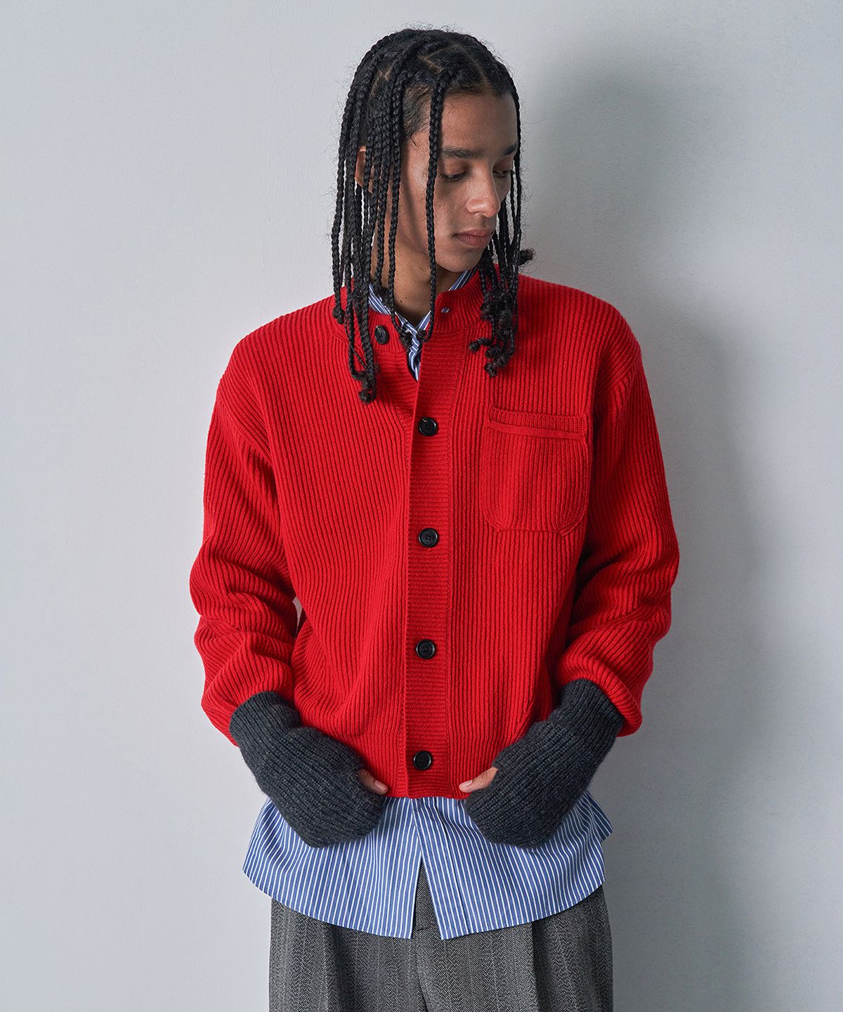필로트(PELOTE) 원포켓 가디건 (Red)