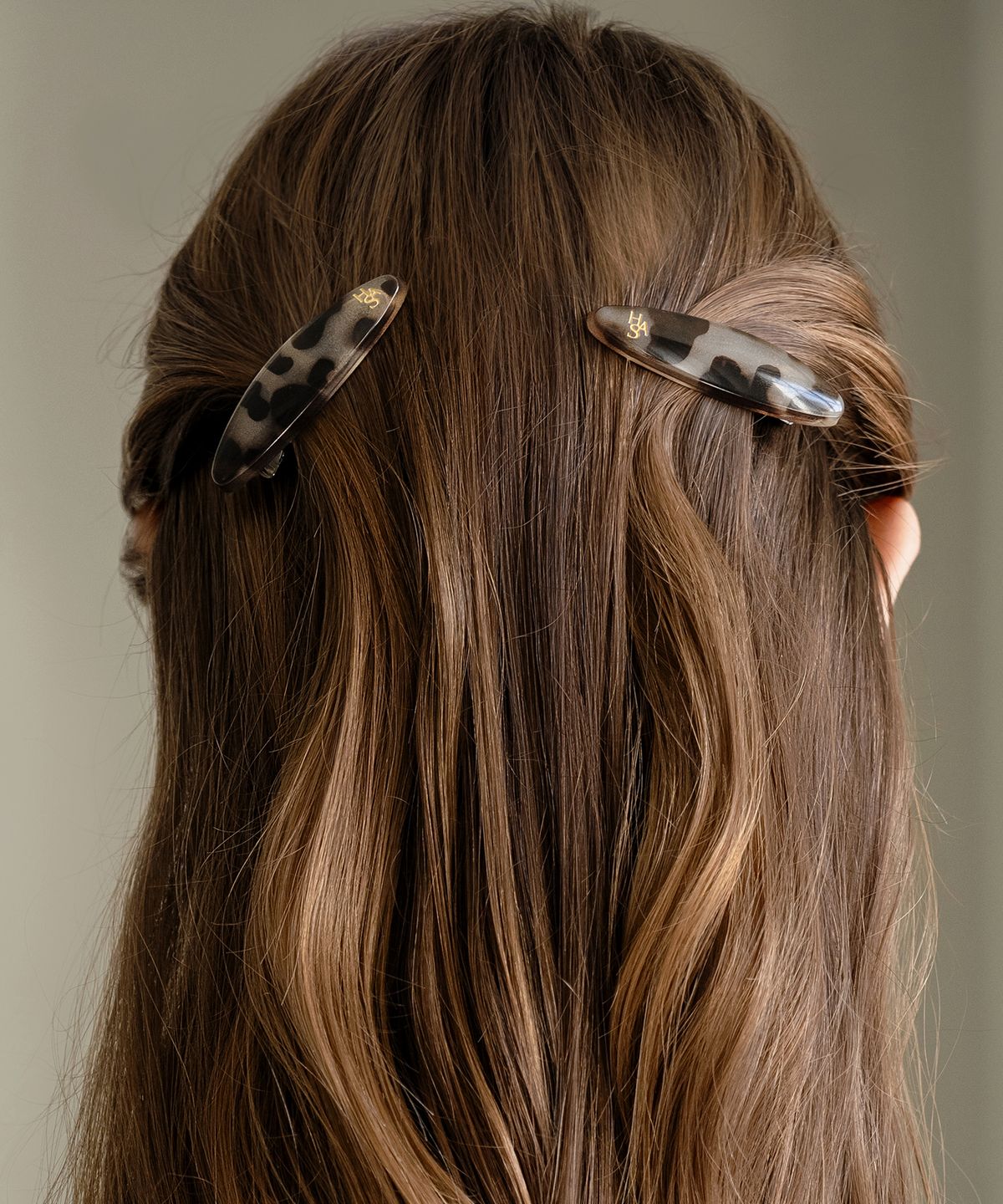 하스(HAS) [2 PACK] HDM012 Leopard oval mini hair clip set