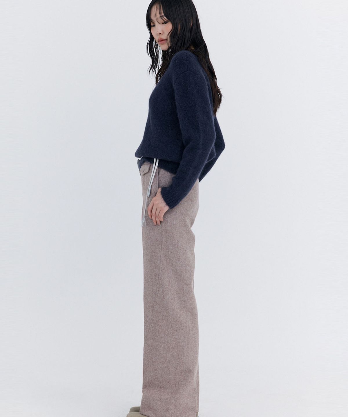 분더캄머(WNDERKAMMER) Alpaca Boucle Knit Pullover_Navy (알파카 부클 니트 풀오버_네이비)
