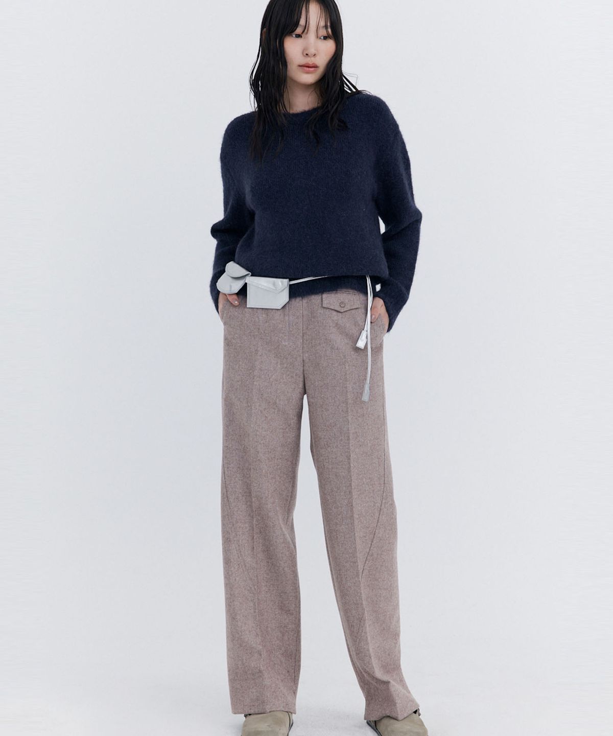 분더캄머(WNDERKAMMER) Alpaca Boucle Knit Pullover_Navy (알파카 부클 니트 풀오버_네이비)