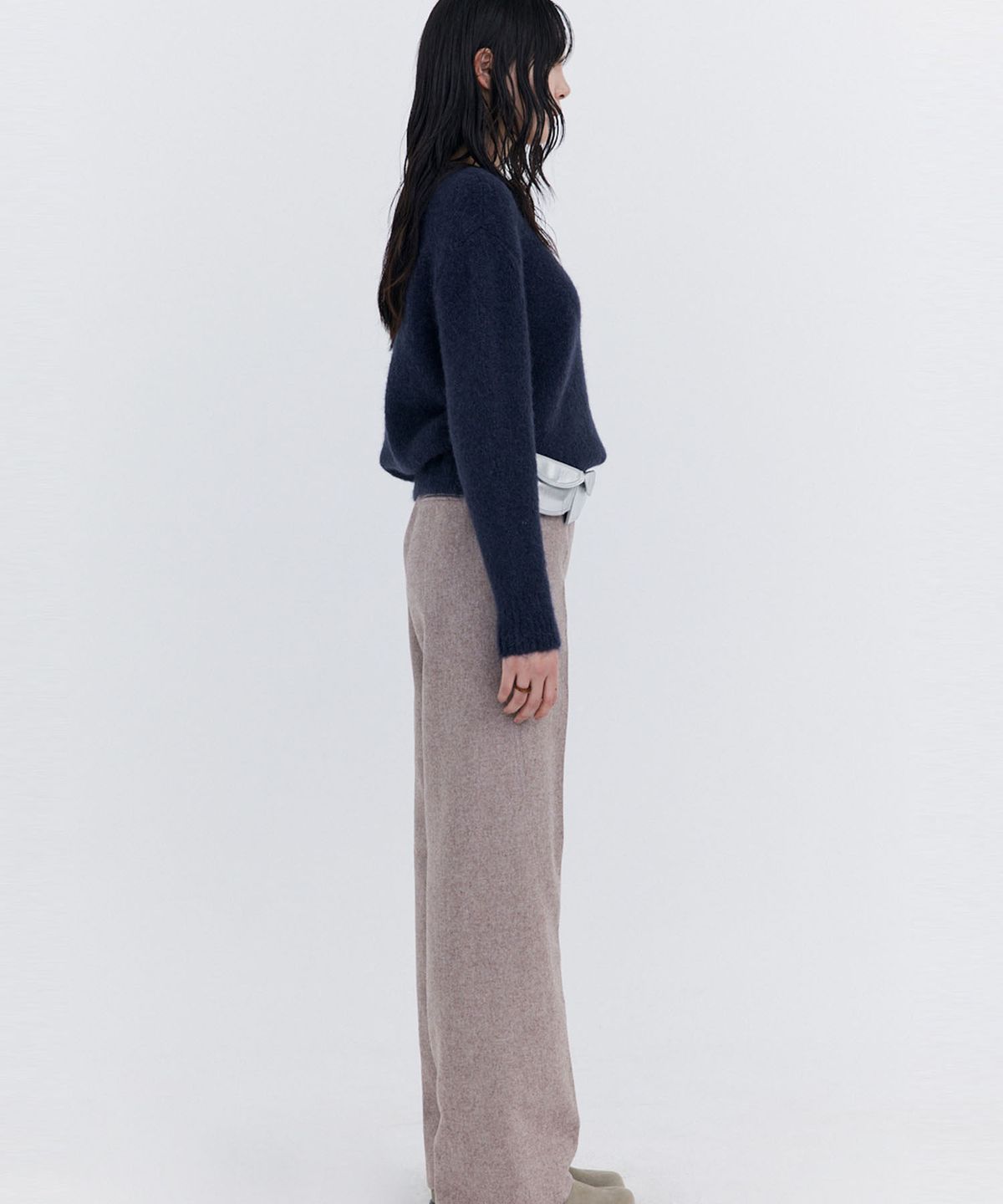 분더캄머(WNDERKAMMER) Alpaca Boucle Knit Pullover_Navy (알파카 부클 니트 풀오버_네이비)