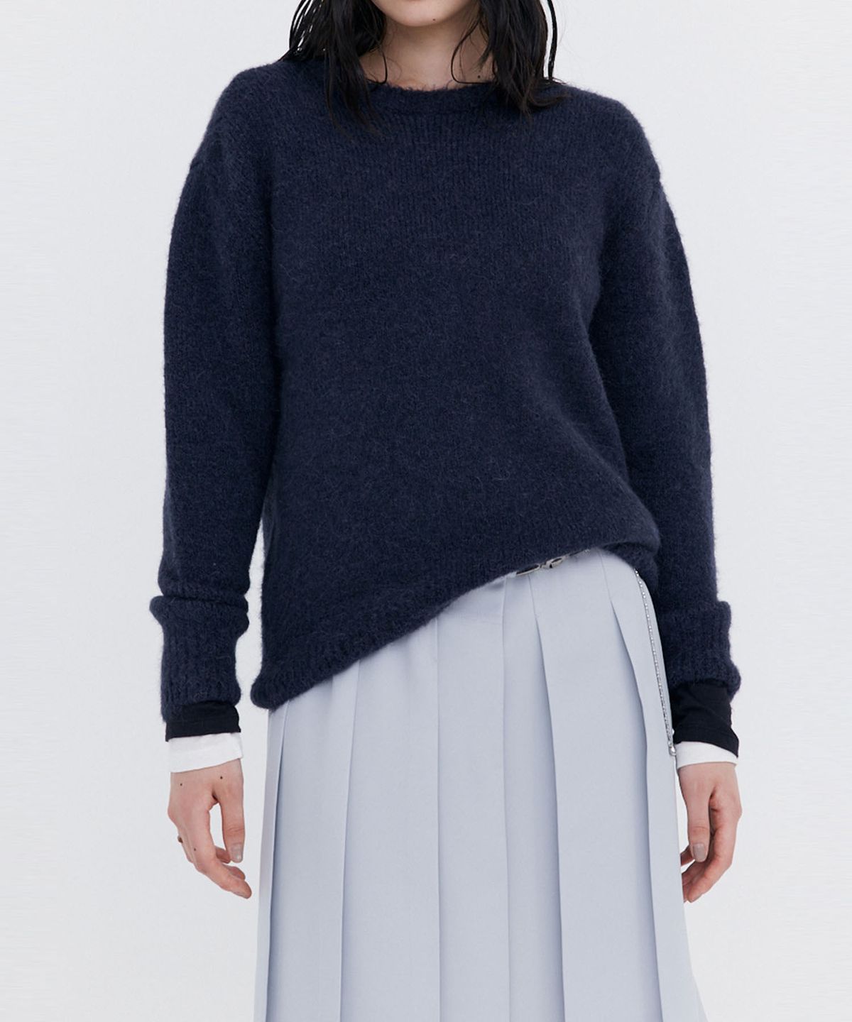 분더캄머(WNDERKAMMER) Alpaca Boucle Knit Pullover_Navy (알파카 부클 니트 풀오버_네이비)