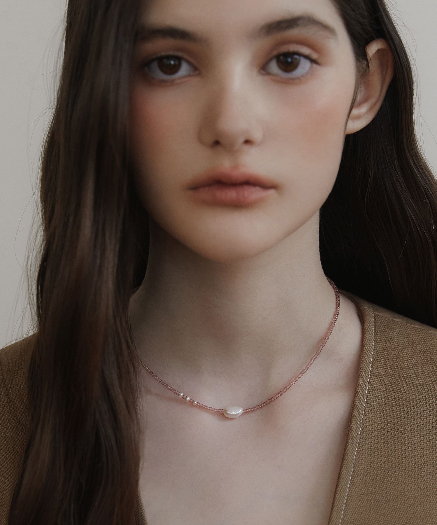 MUSINSA | TATIANA (Silver 925) Blush Pearl Bead Necklace NZ2442