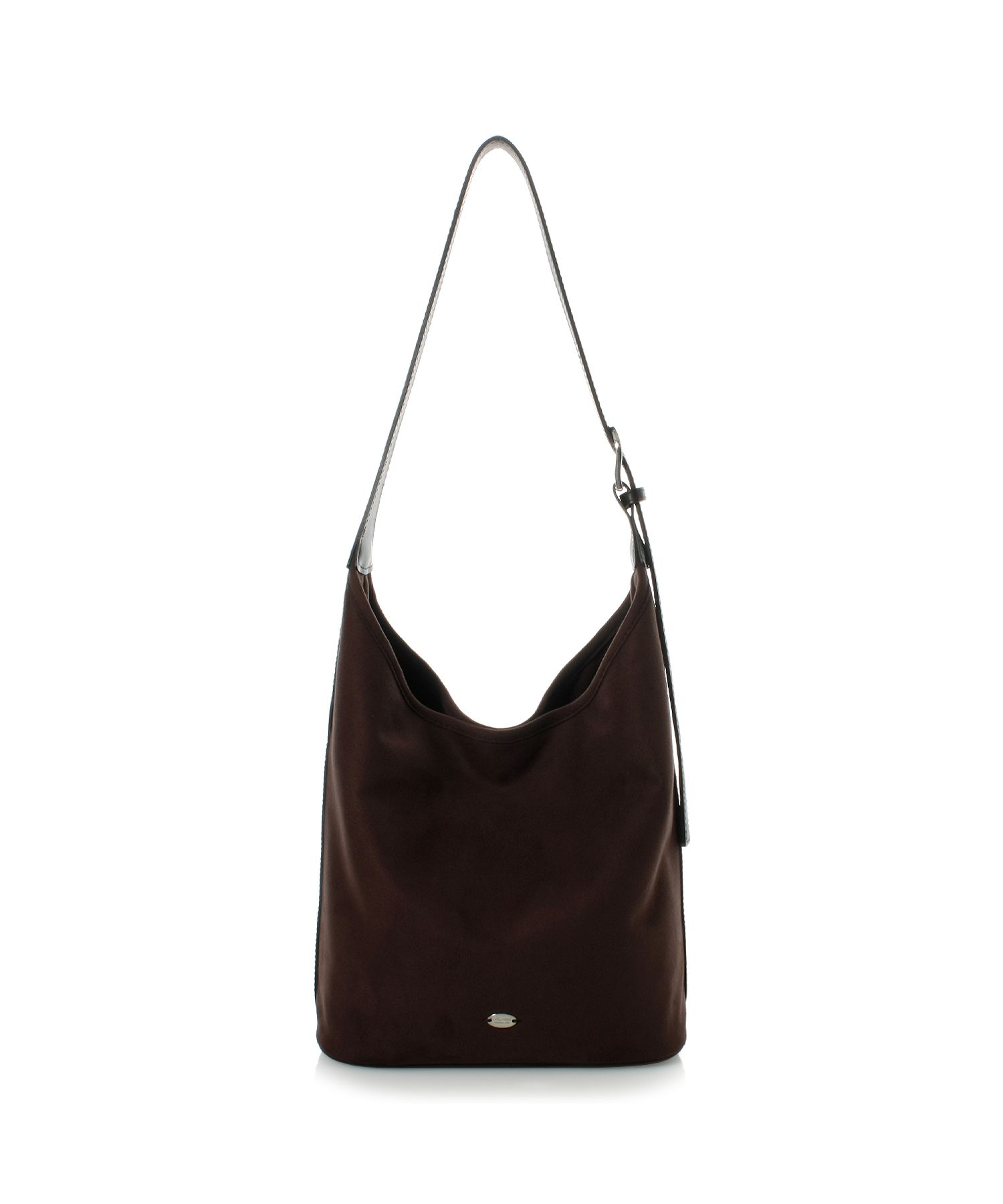 MUSINSA | MCLANEE Belted suede bucket bag
