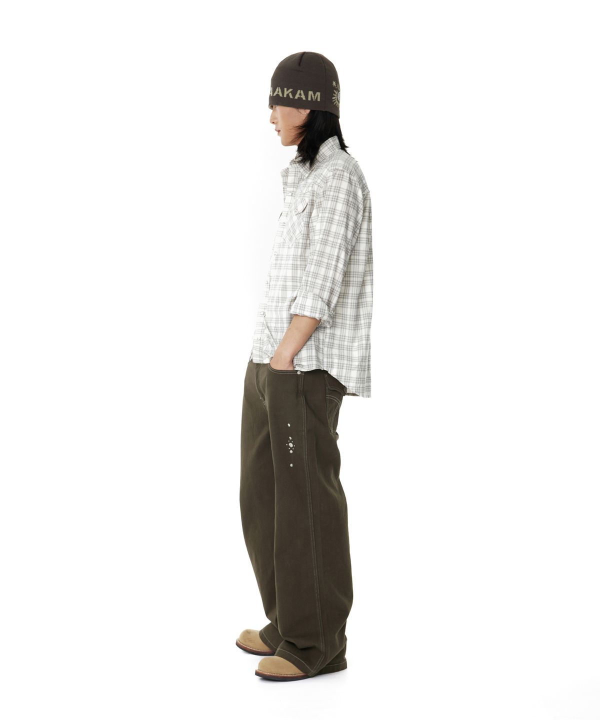 아캄(AAKAM) Western Check Shirts (Ivory)