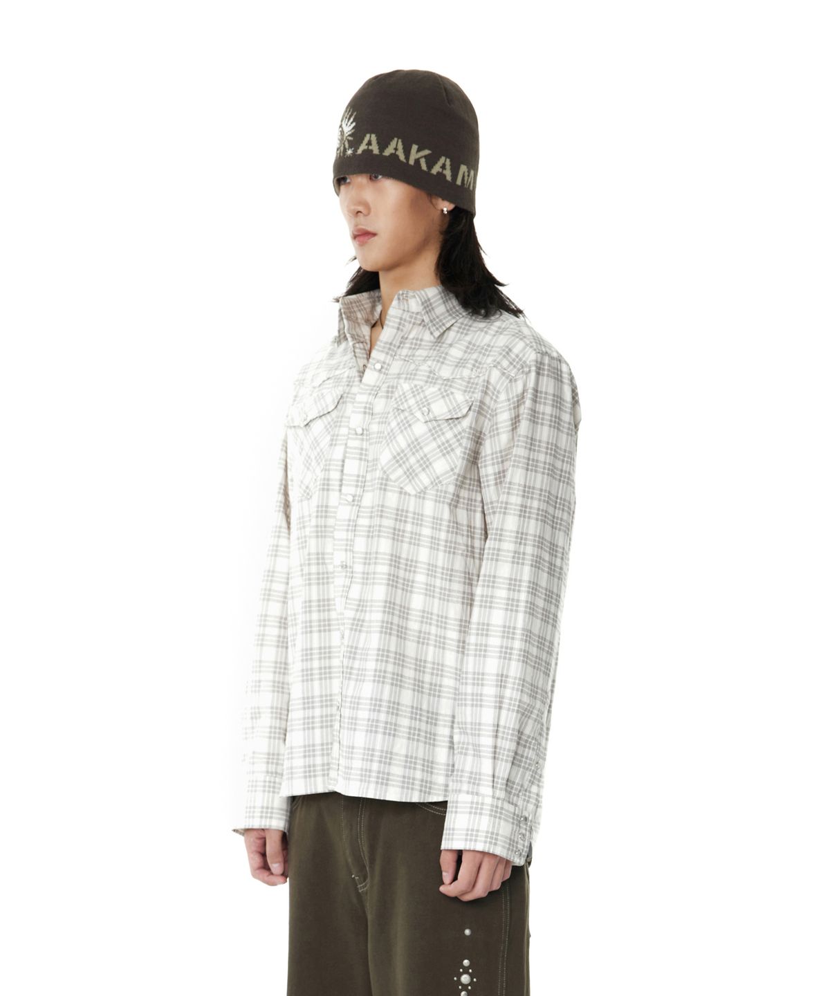 아캄(AAKAM) Western Check Shirts (Ivory)