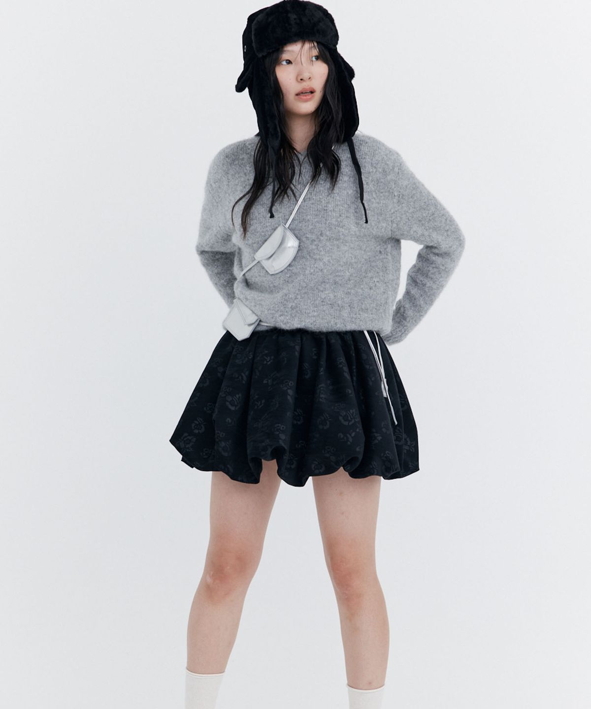 분더캄머(WNDERKAMMER) Alpaca Boucle Knit Pullover_Grey (알파카 부클 니트 풀오버_그레이)