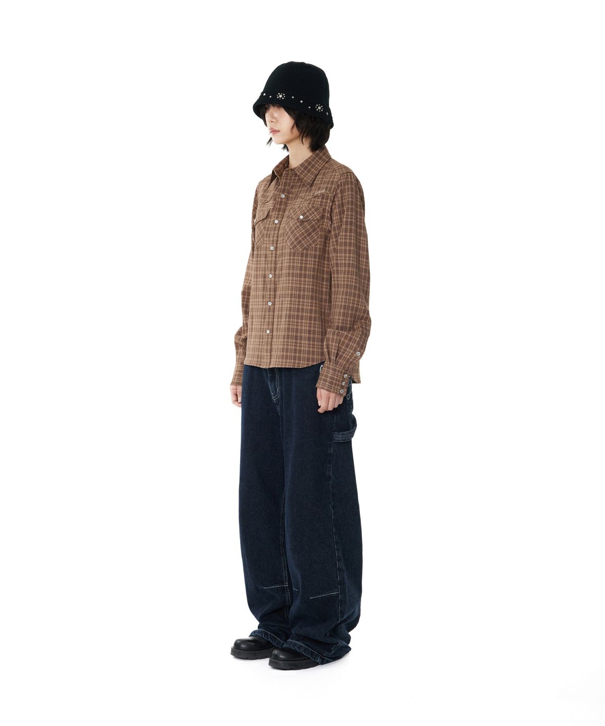 아캄(AAKAM) Western Check Shirts (Brown)