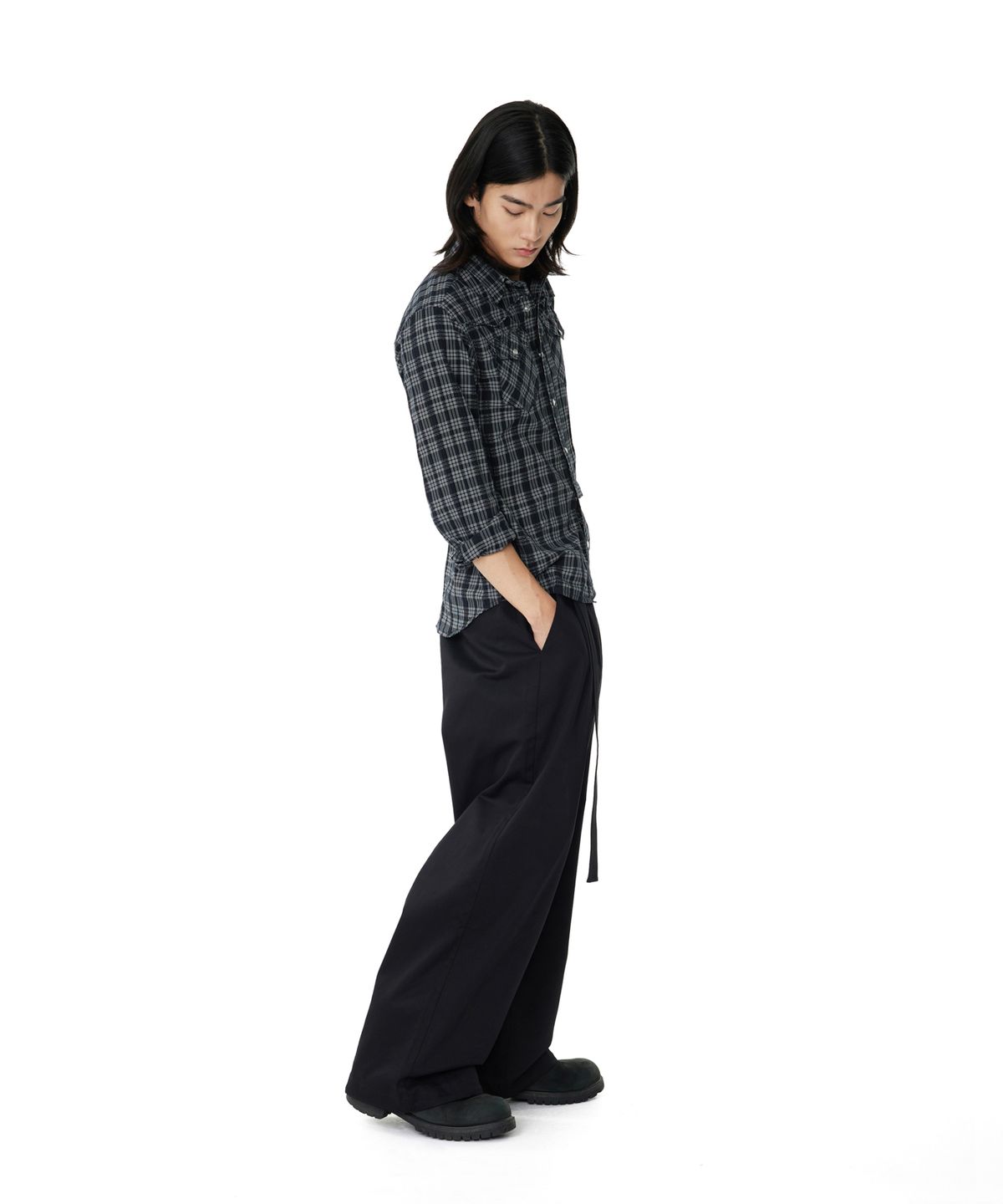 아캄(AAKAM) Western Check Shirts (Black)