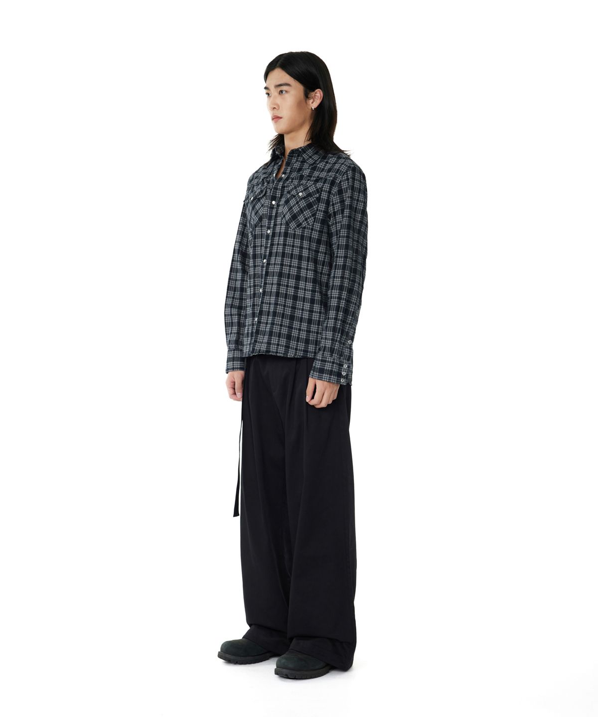 아캄(AAKAM) Western Check Shirts (Black)