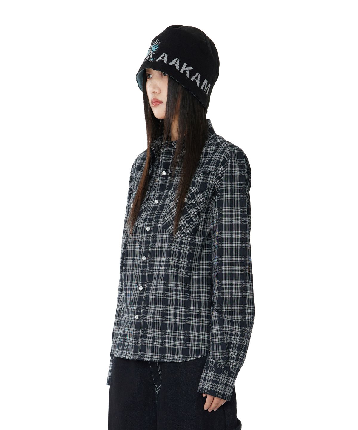 아캄(AAKAM) Western Check Shirts (Black)